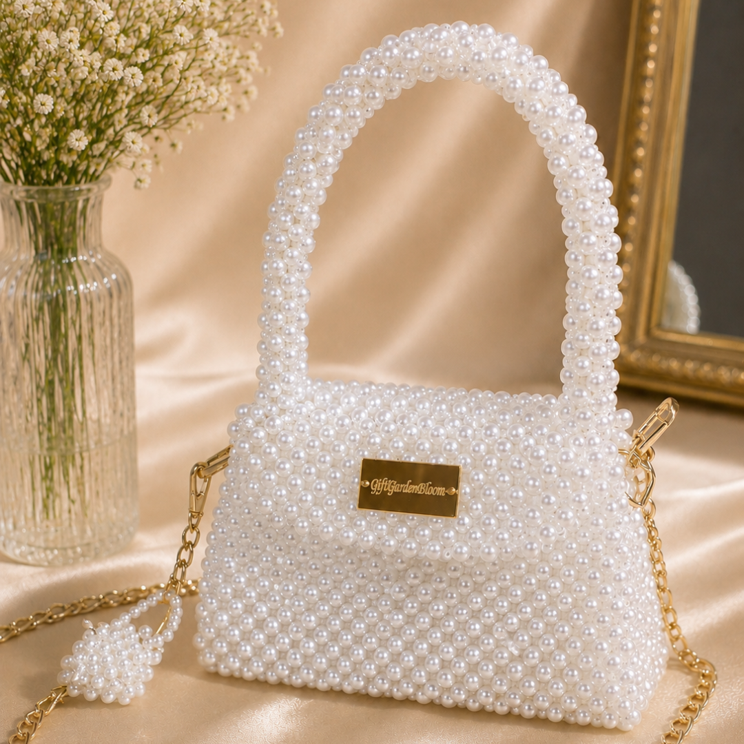 White Pearl Beaded Bag
